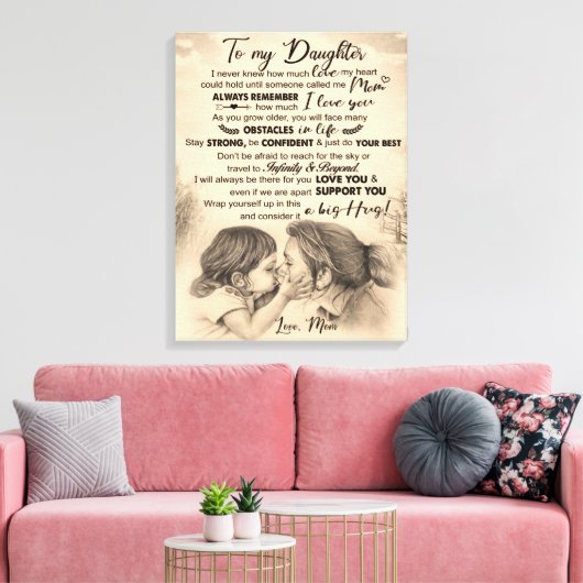 Gepersonaliseerd aan mijn dochter, liefde van mam  canvas afdruk (Insitu (Woonkamer))