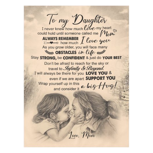 Gepersonaliseerd aan mijn dochter, liefde van mam  tafelkleed (Voorkant)