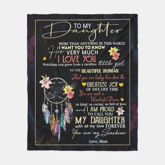 Gepersonaliseerd aan mijn dochter, liefde van mama fleece deken (Voorkant)