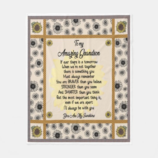 Gepersonaliseerd aan mijn geweldige kleinzoon van  fleece deken (Voorkant)