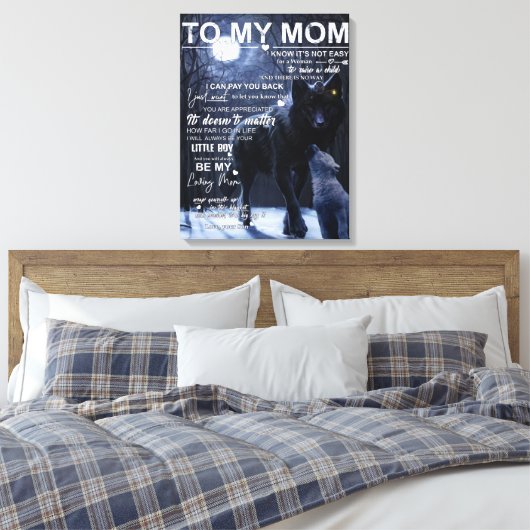 Gepersonaliseerd aan mijn moeder van zoon, canvas afdruk (Insitu (Slaapkamer))
