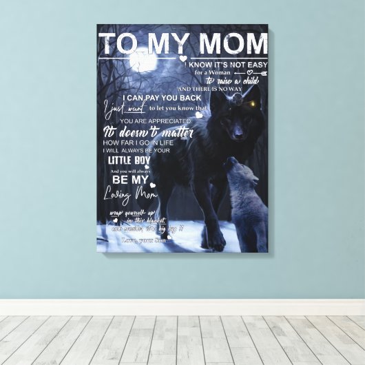 Gepersonaliseerd aan mijn moeder van zoon, canvas afdruk (Insitu (Houten vloer))