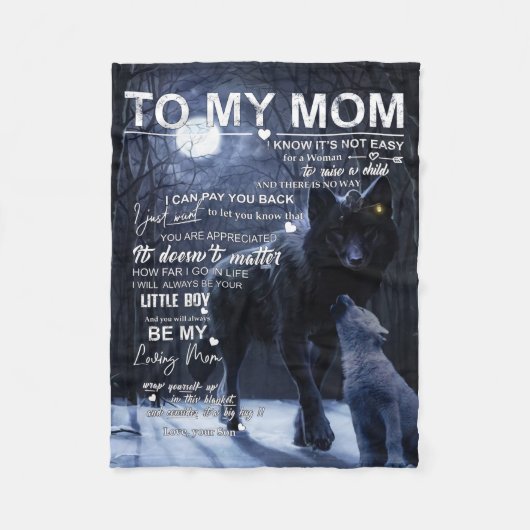 Gepersonaliseerd aan mijn moeder van zoon, fleece deken (Voorkant)