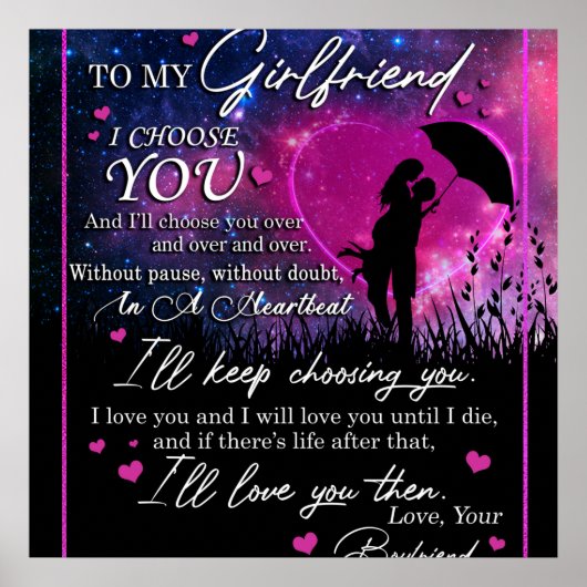 Gepersonaliseerd aan mijn prachtige Vriendin van B Poster (Voorkant)