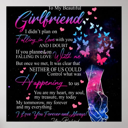 Gepersonaliseerd aan mijn prachtige Vriendin van B Poster (Voorkant)