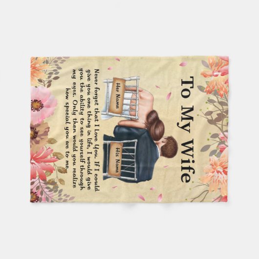 Gepersonaliseerd aan mijn vrouw-liefde van de echt fleece deken (Voorkant (Horizontaal))