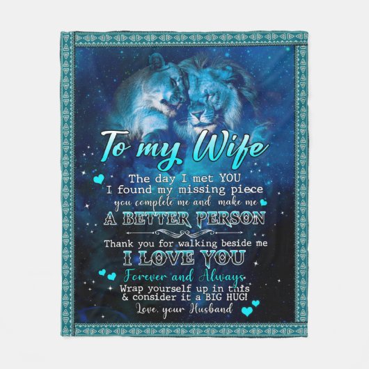 Gepersonaliseerd aan mijn vrouw-liefde van het ech fleece deken (Voorkant)