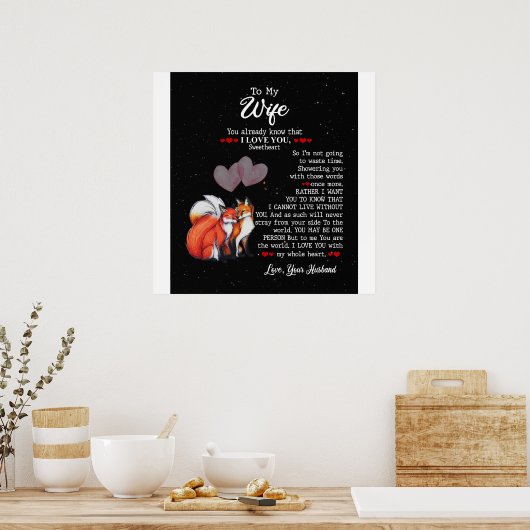 Gepersonaliseerd aan mijn vrouw-paar-fox, ik hou v poster (Keuken)