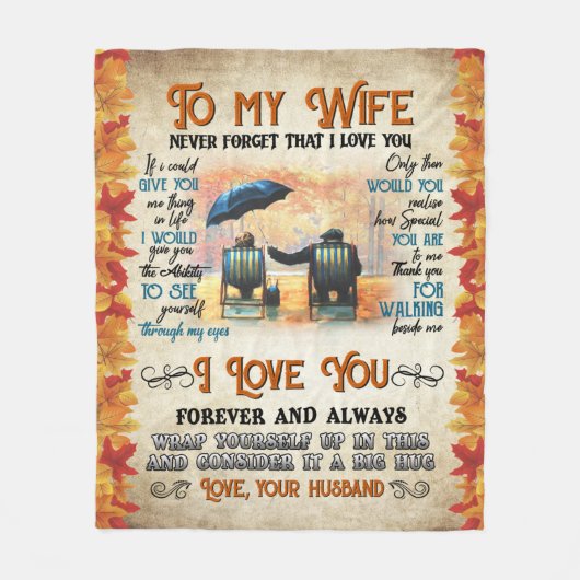 Gepersonaliseerd aan mijn vrouw van echtgenoot ver fleece deken (Voorkant)