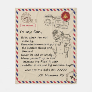 Gepersonaliseerd aan mijn zoon, brief van mam Blan Fleece Deken