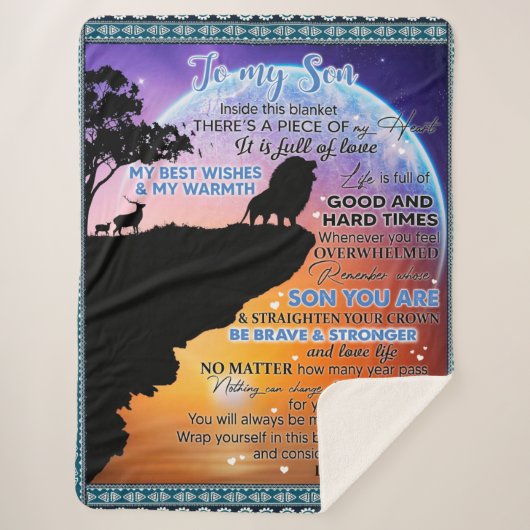 Gepersonaliseerd aan mijn zoon, brief van mam Blan Sherpa Deken (Voorkant)