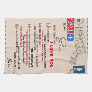 Gepersonaliseerd aan mijn zoon, Son Birthday Gift Theedoek