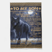 Gepersonaliseerd aan mijn zoon, Son Birthday Gift Theedoek (Verticaal)