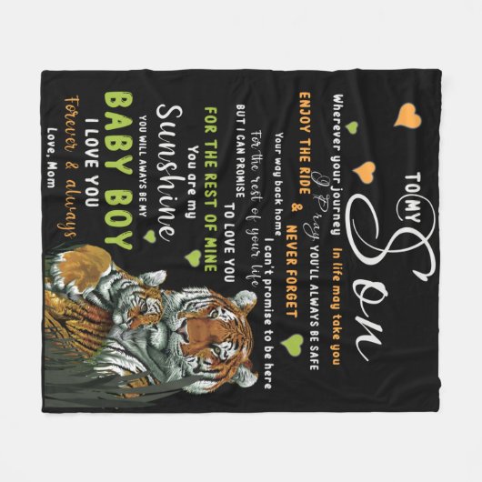 Gepersonaliseerd aan mijn zoon van Love Mam Fleece Deken (Voorkant (Horizontaal))