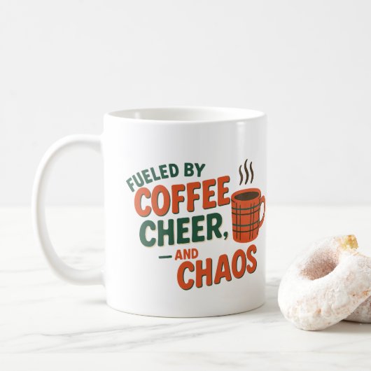 Gepersonaliseerd - Aangedreven door koffie, cheer Koffiemok (Met donut)