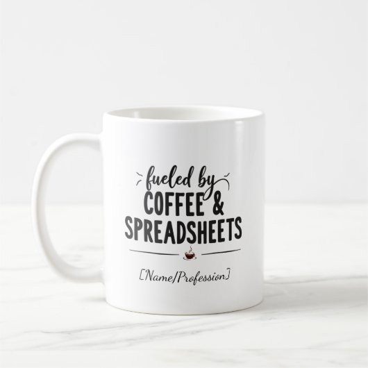 Gepersonaliseerd - Aangedreven door koffie en spre Koffiemok (Links)