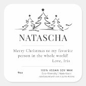 Gepersonaliseerd Aangepast Bericht Kerstkaars Labe Vierkante Sticker (Voorkant)