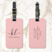 Gepersonaliseerd aangepast Elegant Script Blush Ro Bagagelabel