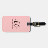 Gepersonaliseerd aangepast Elegant Script Blush Ro Bagagelabel (Voorkant horizontaal)