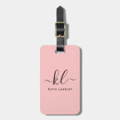 Gepersonaliseerd aangepast Elegant Script Blush Ro Bagagelabel (Voorkant verticaal)