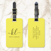 Gepersonaliseerd aangepast Elegant Script Geel Bagagelabel