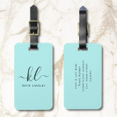 Gepersonaliseerd aangepast Elegant Script Lichtbla Bagagelabel