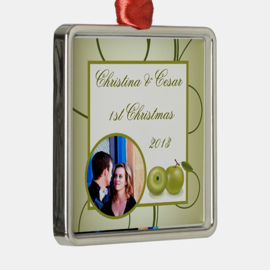 Gepersonaliseerd Aangepast Ornament Groene Apple S (Rechts)