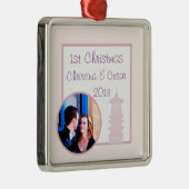 Gepersonaliseerd Aangepast Ornament Paarse Roze La (Rechts)