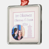 Gepersonaliseerd Aangepast Ornament Paarse Roze La (Links)