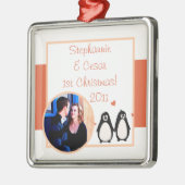Gepersonaliseerd Aangepast Ornament Pinguïn Liefde (Links)