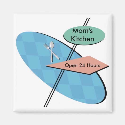 Gepersonaliseerd, Aangepaste Retro 50s Diner Magne Magneet (Voorkant)