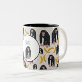 Gepersonaliseerd aapspatroon (Chimpansee & Banana Tweekleurige Koffiemok (Voorkant rechts)