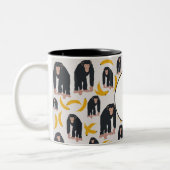 Gepersonaliseerd aapspatroon (Chimpansee & Banana Tweekleurige Koffiemok (Links)