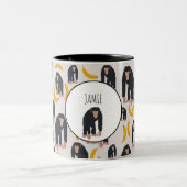 Gepersonaliseerd aapspatroon (Chimpansee & Banana Tweekleurige Koffiemok (Center)