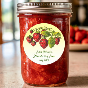 Gepersonaliseerd aardbei geel ombre jam pot label
