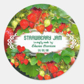 Gepersonaliseerd aardbeienjam ronde sticker (Voorkant)