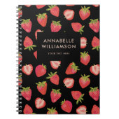 Gepersonaliseerd aardbeienpatroon notitieboek (Voorkant)