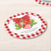 Gepersonaliseerd aardbeienthema Birthday Summer Ronde Kartonnen Onderzetter (Gebogen)
