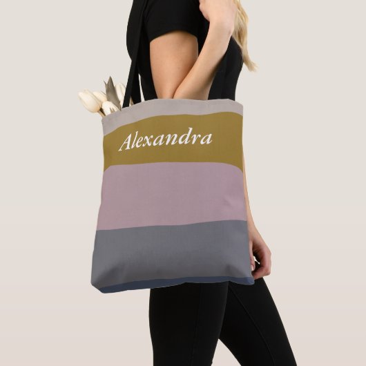 Gepersonaliseerd aardetinten minimalistisch kleure tote bag (Dichtbij)