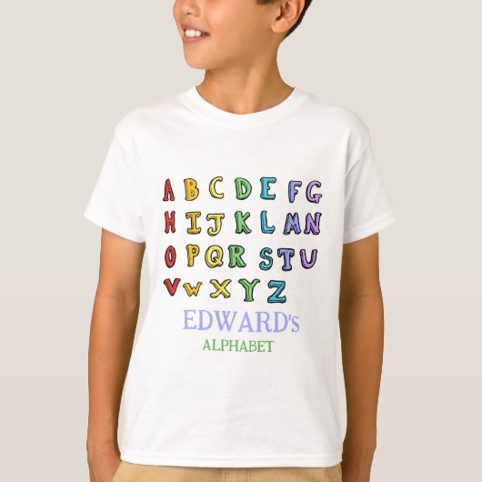 gepersonaliseerd ABC alfabet vroeg leren T-shirt (Voorkant)