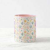 Gepersonaliseerd Abstract Boho Chic Floral Monogra Mok (Midden)