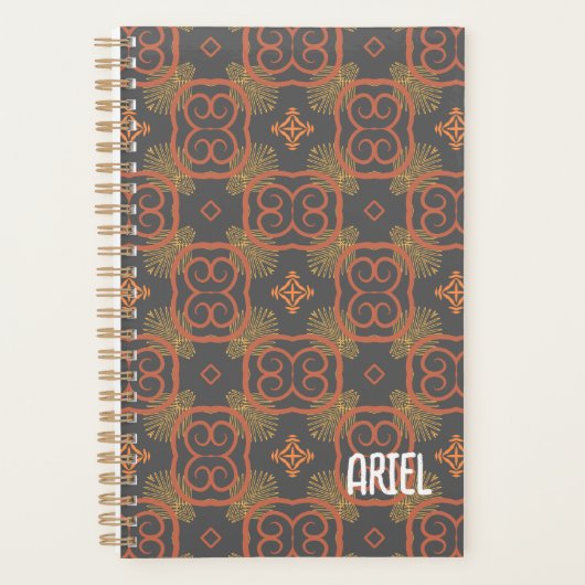 Gepersonaliseerd Abstract Herfst Retro Planner (Voorkant)