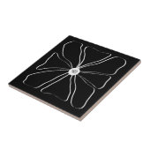 Gepersonaliseerd Abstract Modern Flower Wit Zwart Tegeltje (Zijkant)