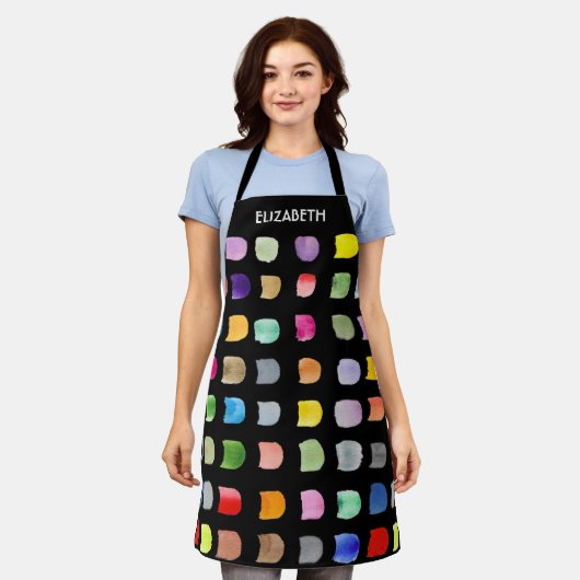 Gepersonaliseerd Abstract Patroon Zwart Schort (Gedragen)