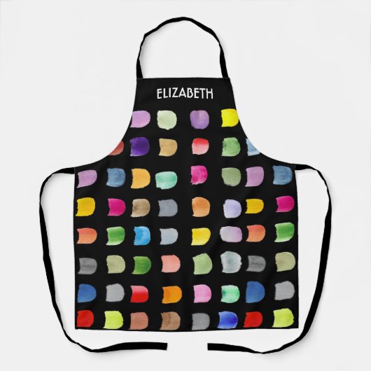 Gepersonaliseerd Abstract Patroon Zwart Schort (Voorkant)