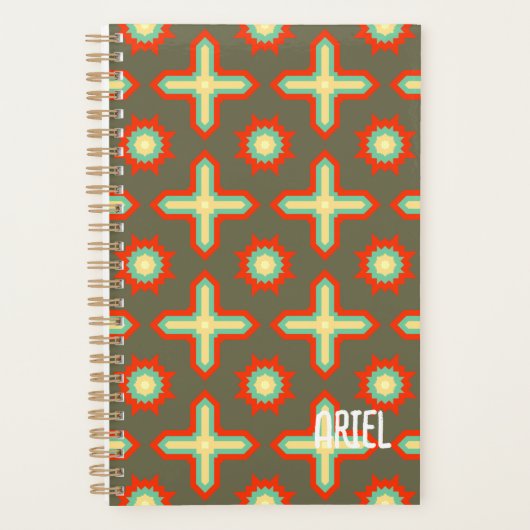 Gepersonaliseerd Abstract Retropatroon Planner (Voorkant)