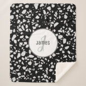 Gepersonaliseerd Abstract Terrazzo Black & White P Sherpa Deken (Voorkant)