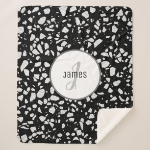 Gepersonaliseerd Abstract Terrazzo Black & White P Sherpa Deken