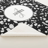 Gepersonaliseerd Abstract Terrazzo Black & White P Sherpa Deken (3/4)
