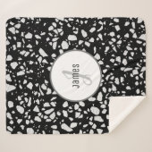 Gepersonaliseerd Abstract Terrazzo Black & White P Sherpa Deken (Voorkant (horizontaal))